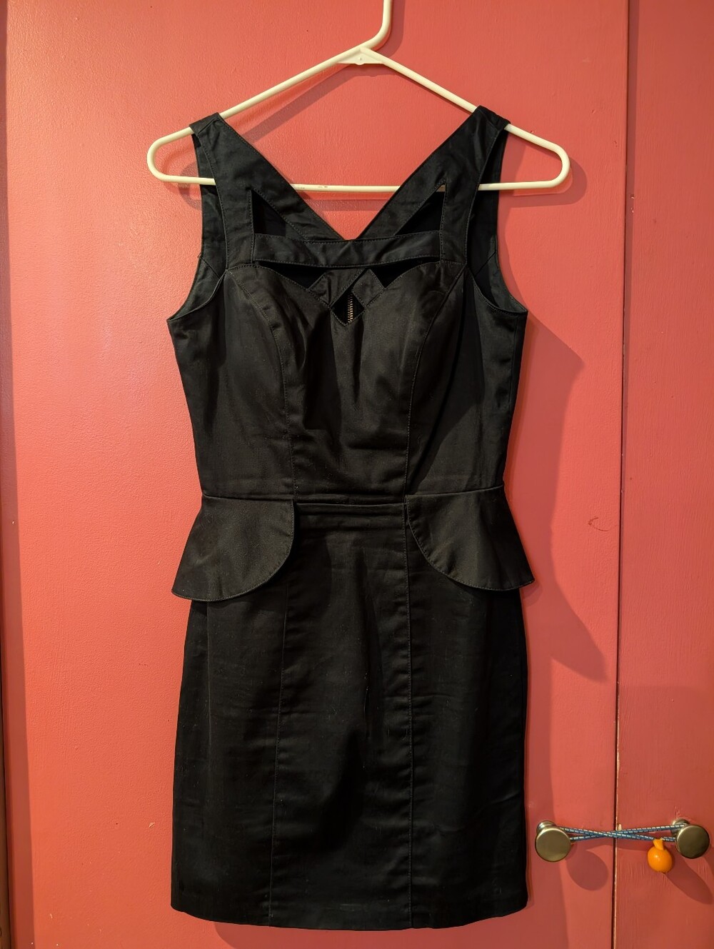 XOXO Sleeveless Cutout Sheath Cocktail Navy Blue Dress Womens Size 1/2 (XS)